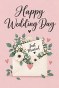 Load image into Gallery viewer, Floral Envelope Just Married Wedding Day Card
