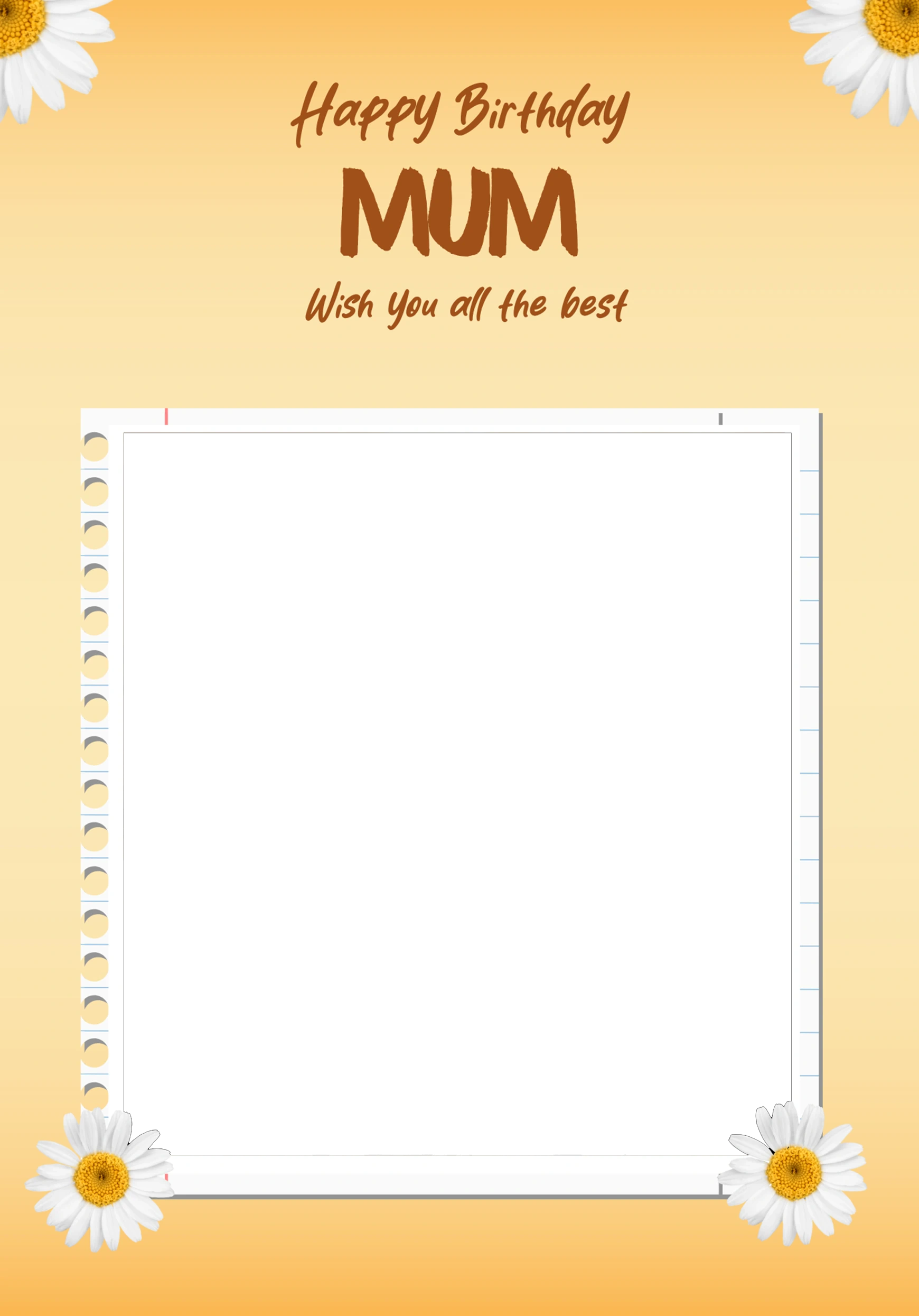 Daisy Floral Happy Birthday Mum Photo Upload Birthday Card for Her