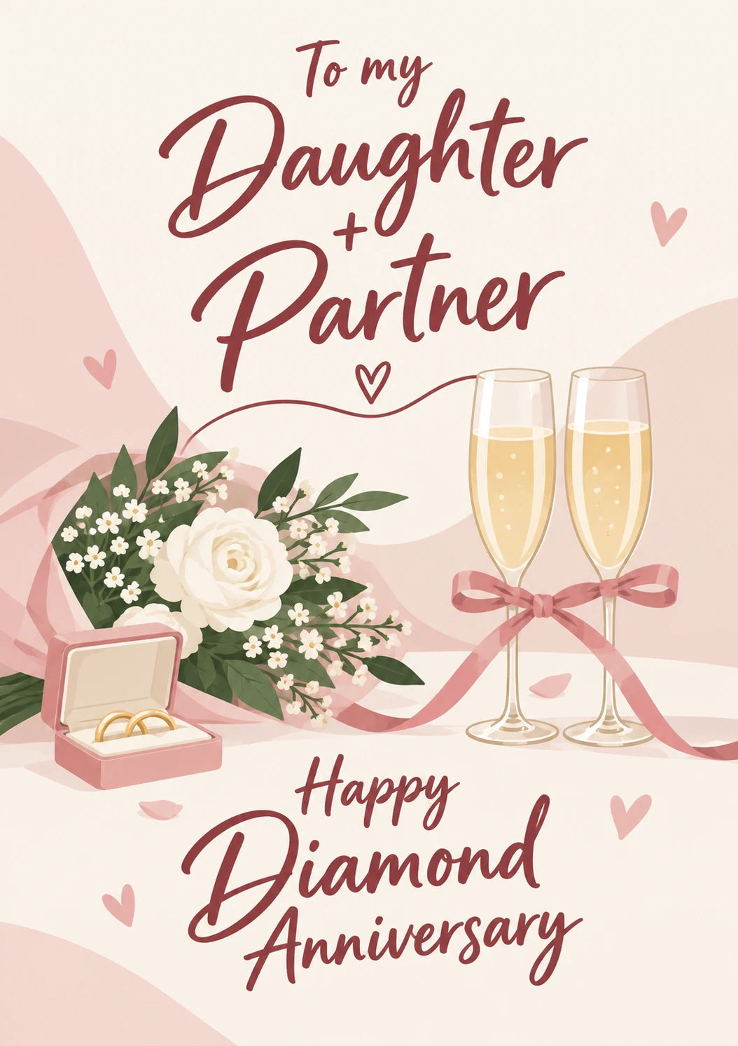 Daughter and Partner Diamond Anniversary Birthday Card