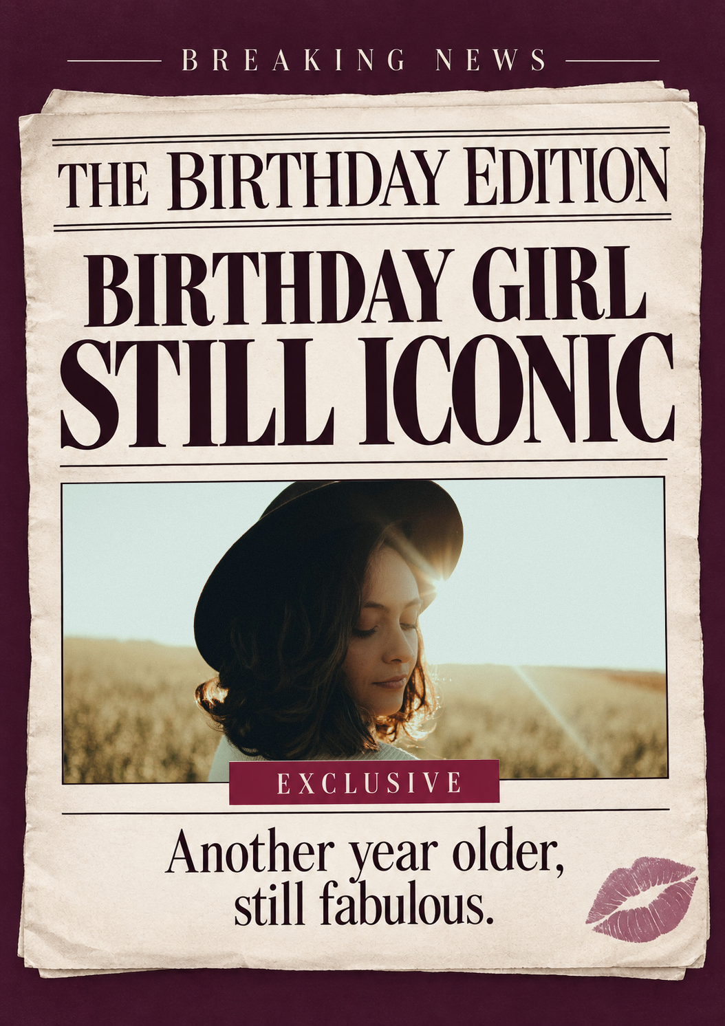 Funny Breaking News Still Iconic Photo Upload Birthday Card for Her