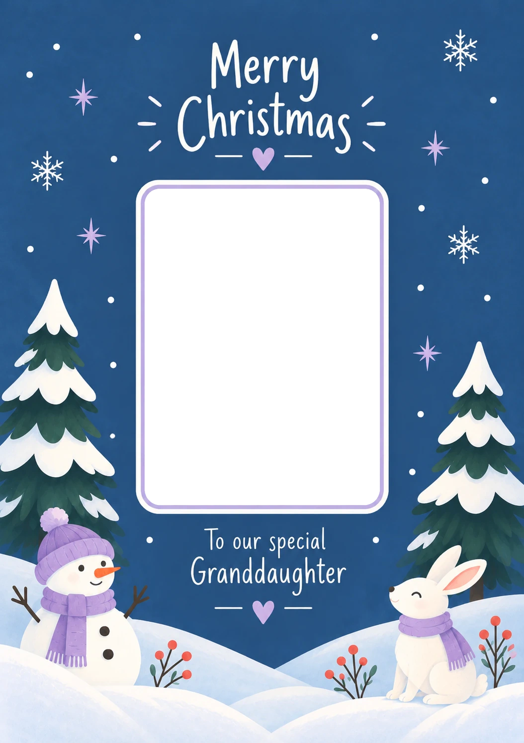 Winter Scene Photo Upload Christmas Card for Granddaughter