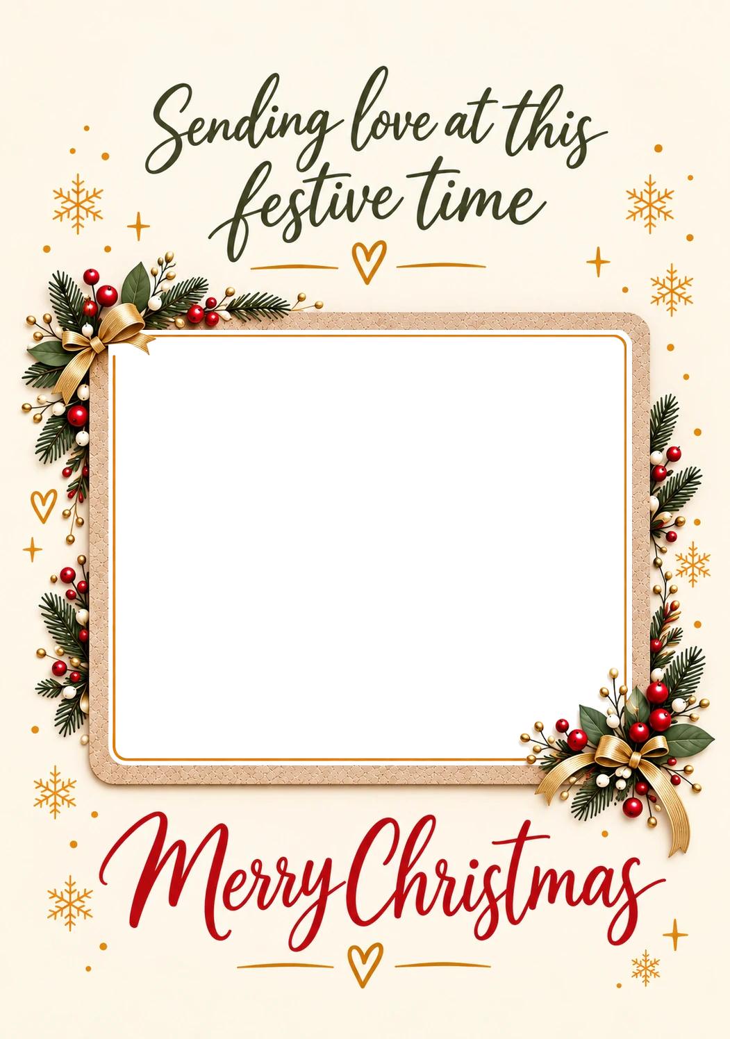 Festive Holly Sending Love Photo Upload Christmas Card for Grandma