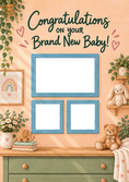 Load image into Gallery viewer, Triple Blue Frame Photo Upload New Baby Card for Daughter
