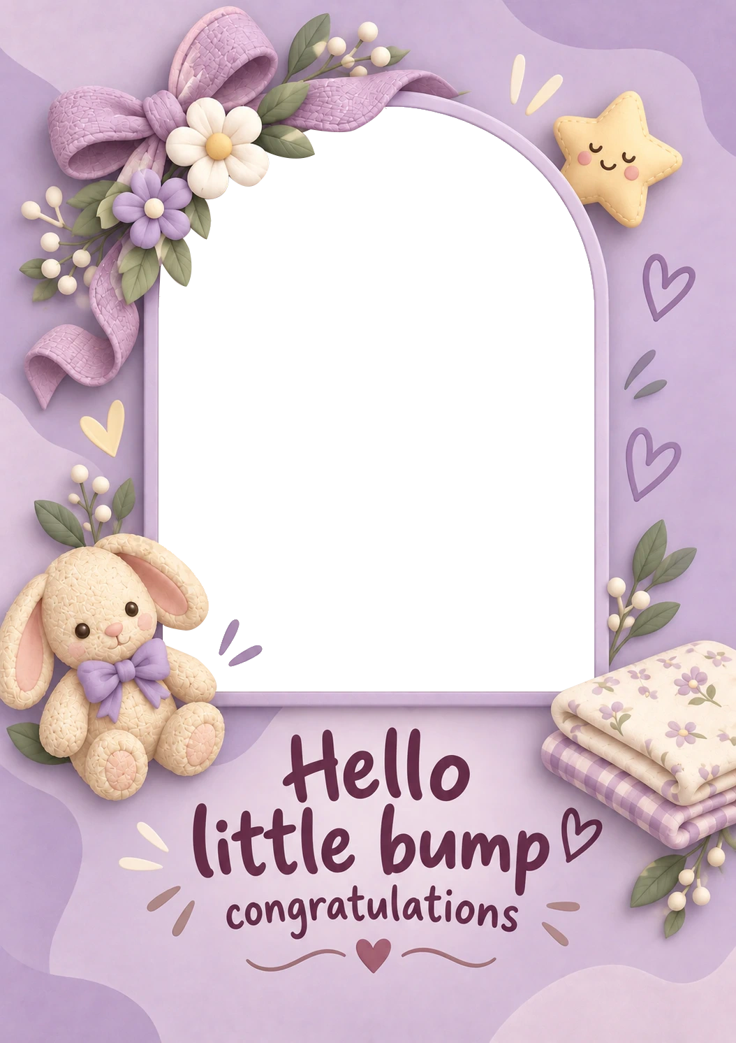 Cute Purple Bunny Photo Upload New Baby Card for Niece