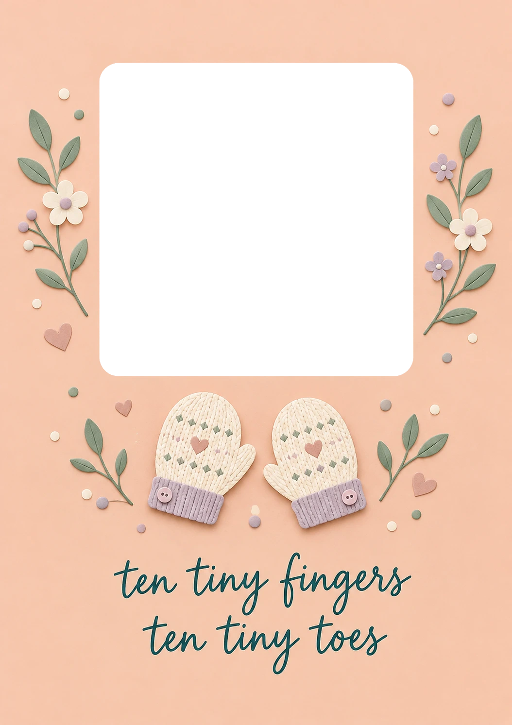 Ten Tiny Fingers Mittens Photo Upload New Baby Card for Niece