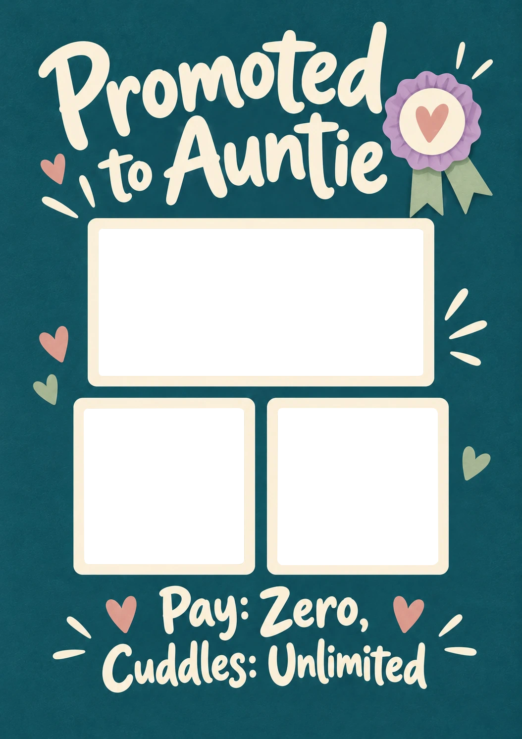Funny Promoted to Auntie Pay Zero Cuddles Unlimited Photo Upload New Baby Card for Her