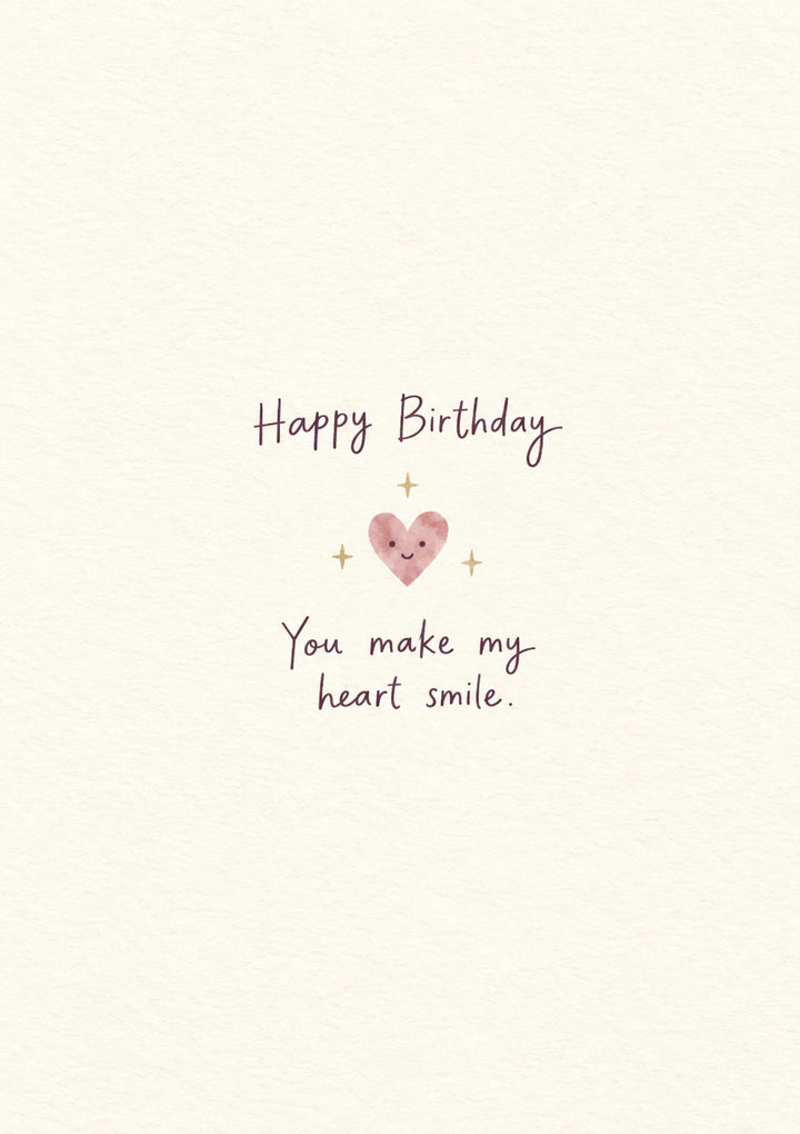 Happy Heart Smile Minimalist Birthday Card for Him