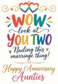 Load image into Gallery viewer, Funny Rainbow Hearts You Two Aunties Anniversary Card
