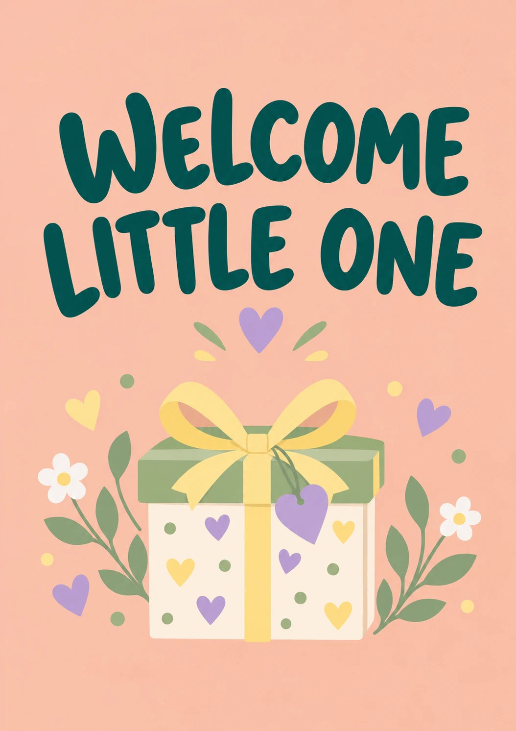 Welcome Little One Gift Box New Baby Card for Granddaughter