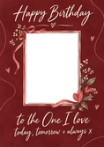 Load image into Gallery viewer, Red Romantic Floral Photo Upload Birthday Card for Her
