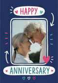Load image into Gallery viewer, Happy Anniversary Doodle Hearts Photo Upload Anniversary Card
