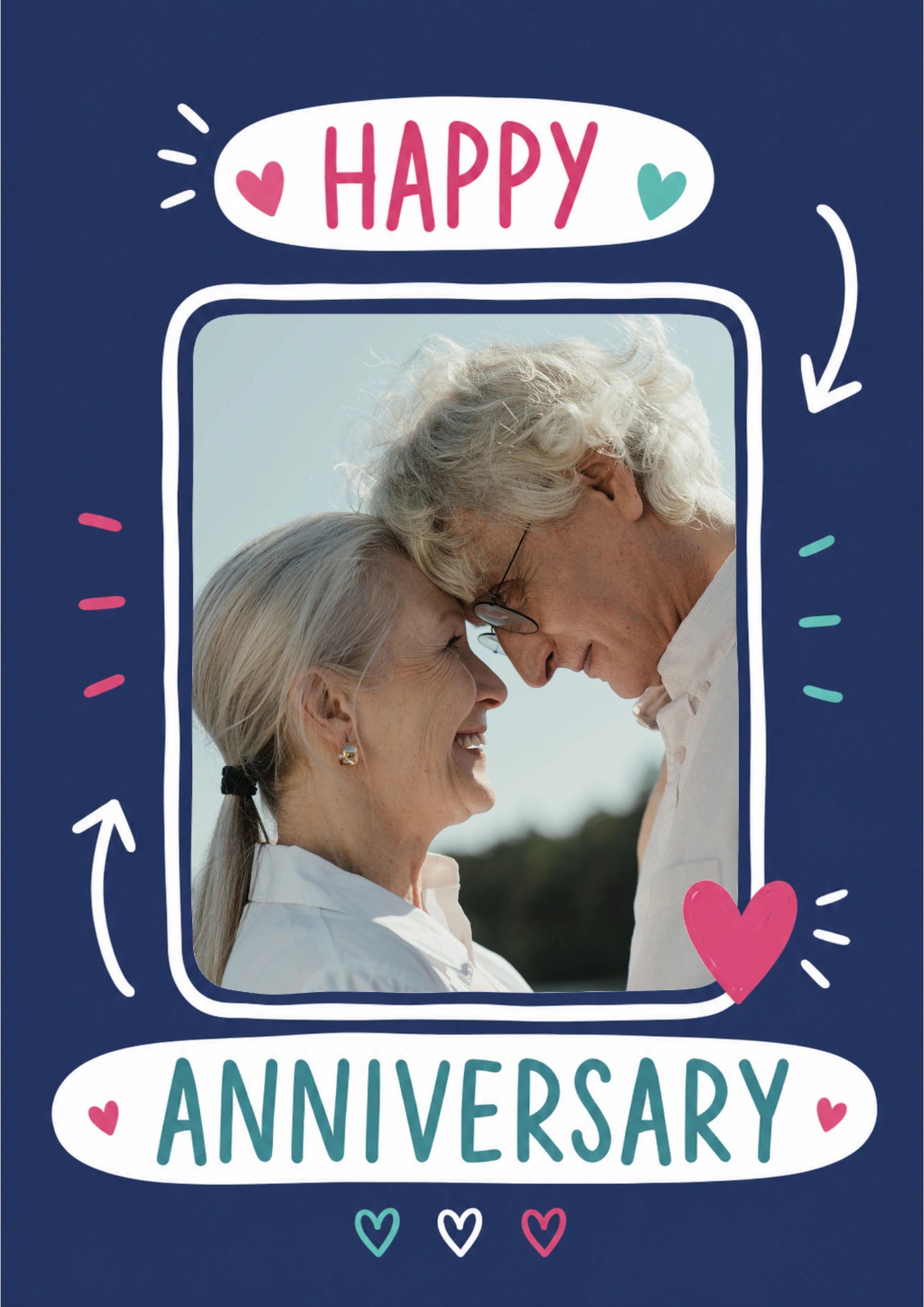 Happy Anniversary Doodle Hearts Photo Upload Anniversary Card
