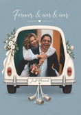 Load image into Gallery viewer, Just Married Vintage Car Photo Upload Wedding Card
