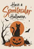 Load image into Gallery viewer, Spooktacular Black Cat Pumpkin Halloween Card for Him
