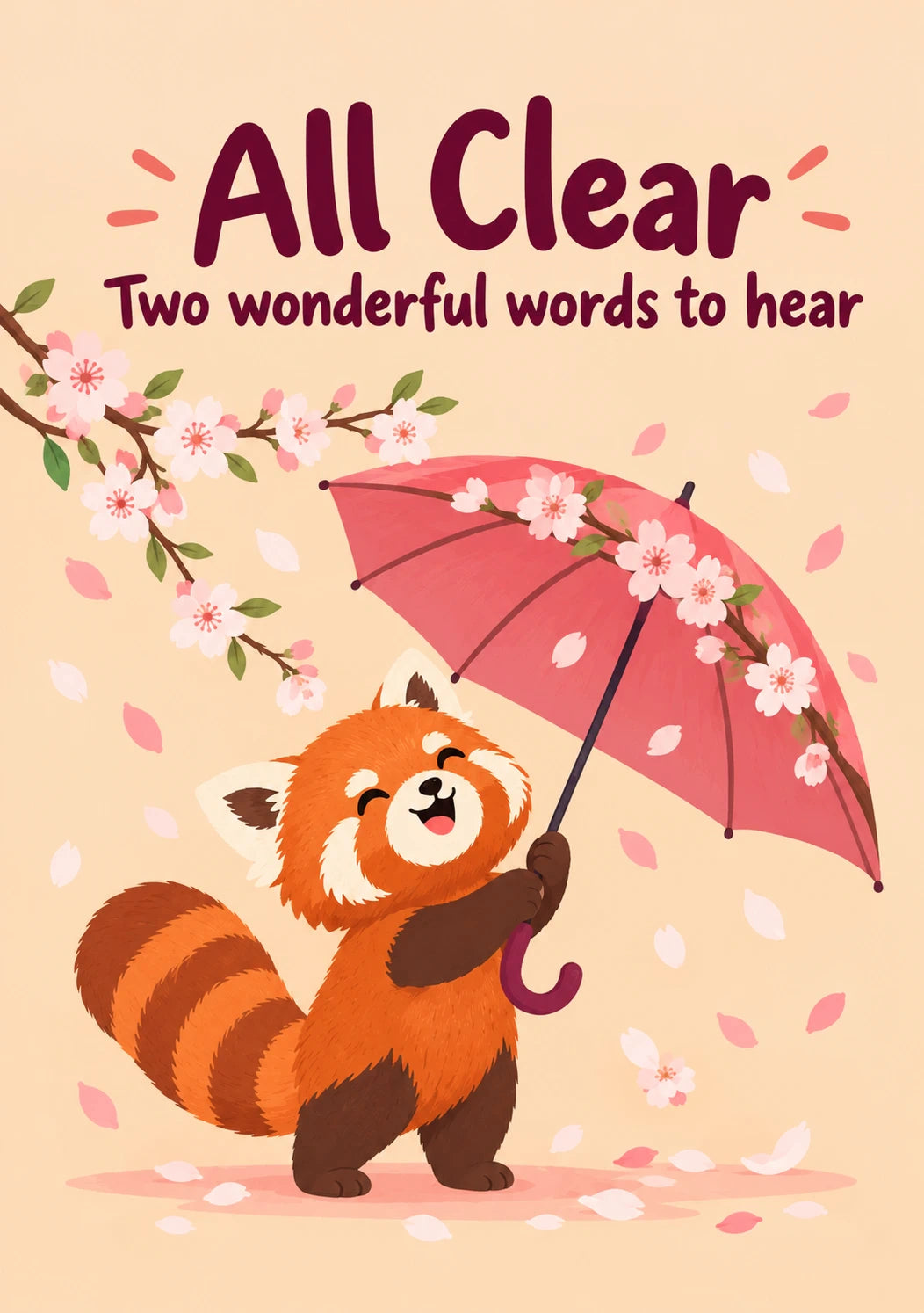 Cute Red Panda All Clear get well soon! Card for Dad