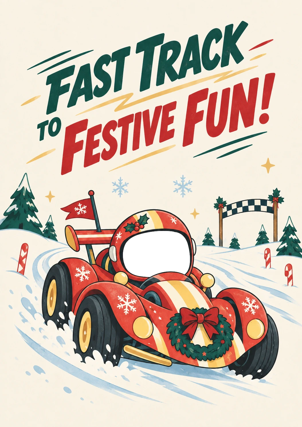 Fast Track Festive Fun Racing Photo Upload Christmas Card