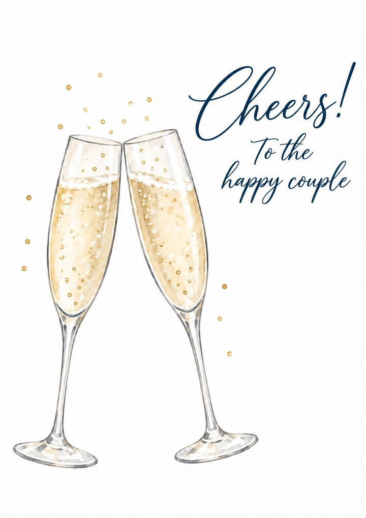 Cheers To The Happy Couple Photo Upload Wedding Card