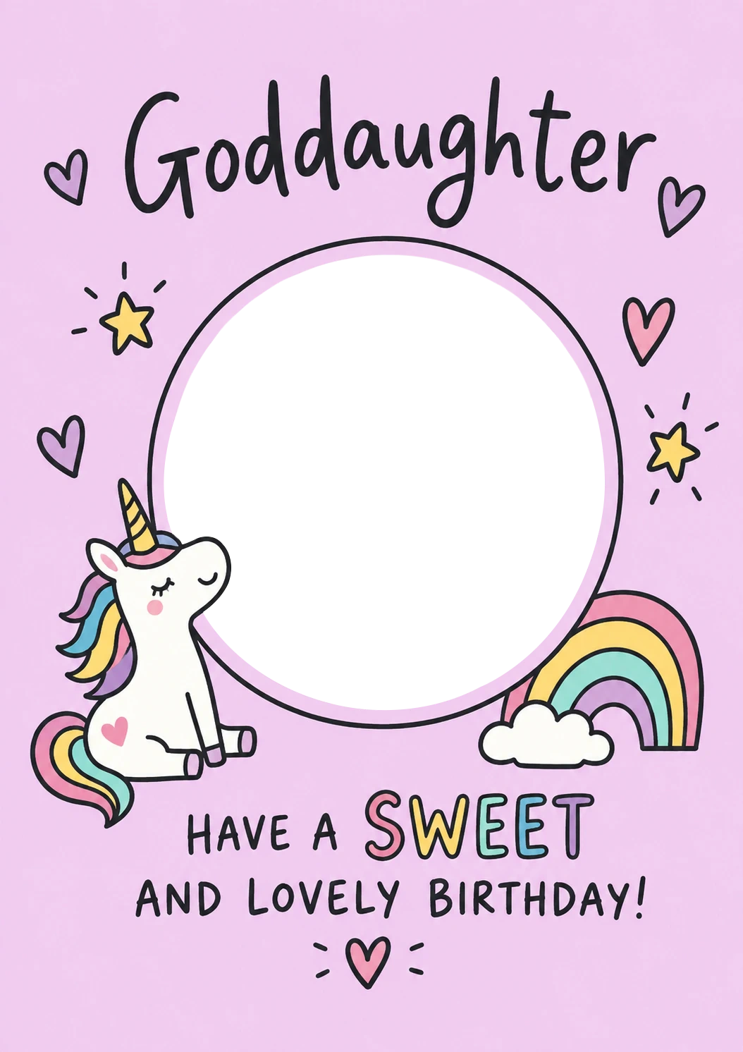 Unicorn Rainbow Goddaughter Photo Upload Birthday Card for Her