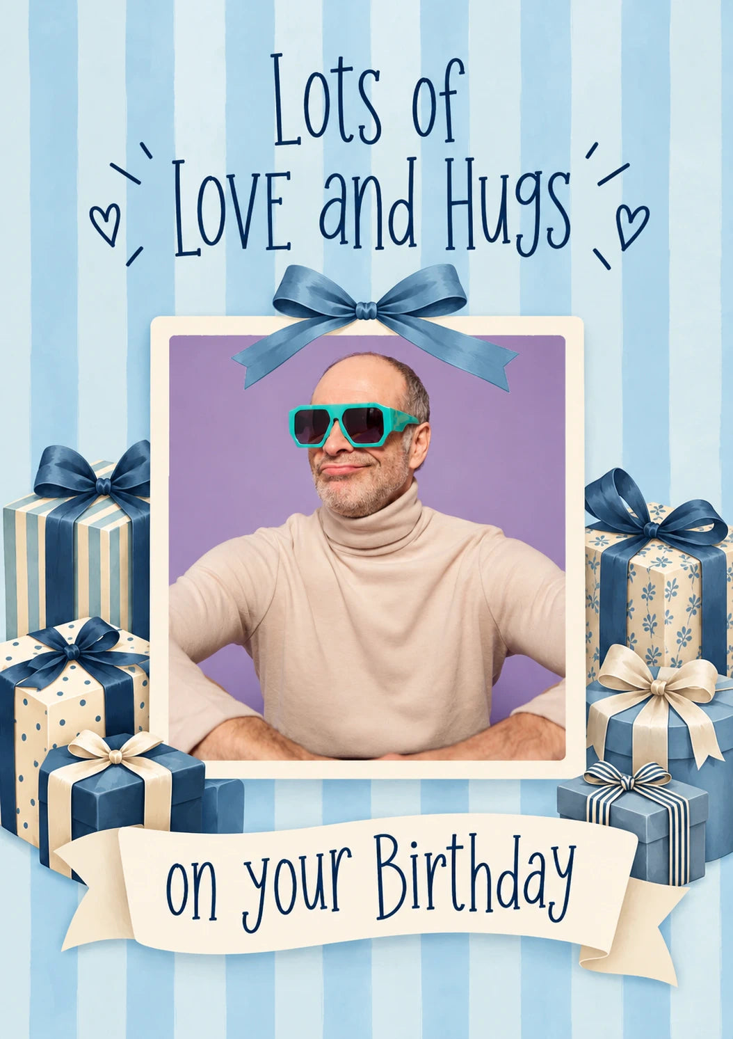 Lots of Love and Hugs Heartfelt 50th From the Heart Photo Upload Birthday Card for Him