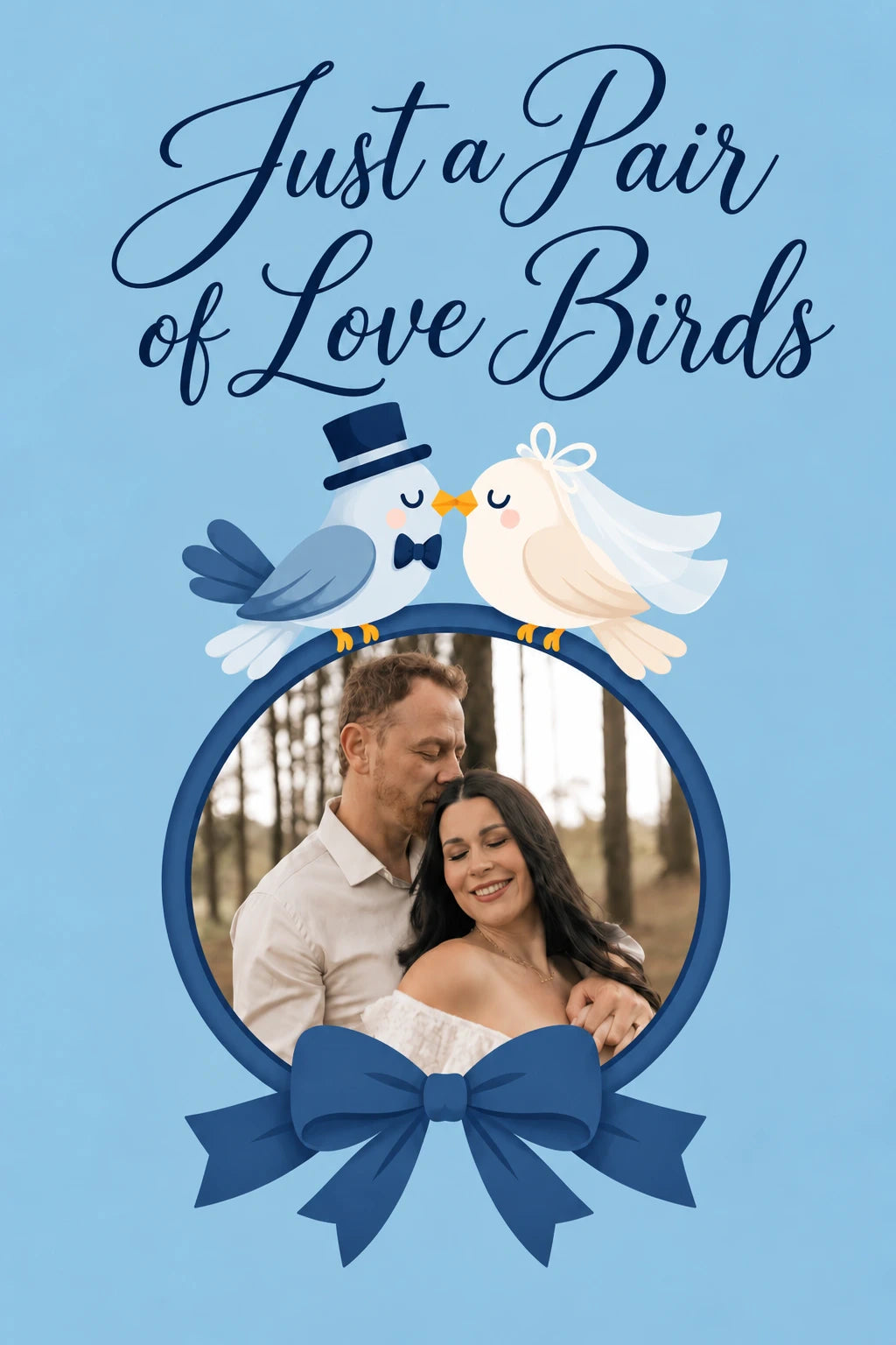 Just a Pair of Love Birds Photo Upload Wedding Card