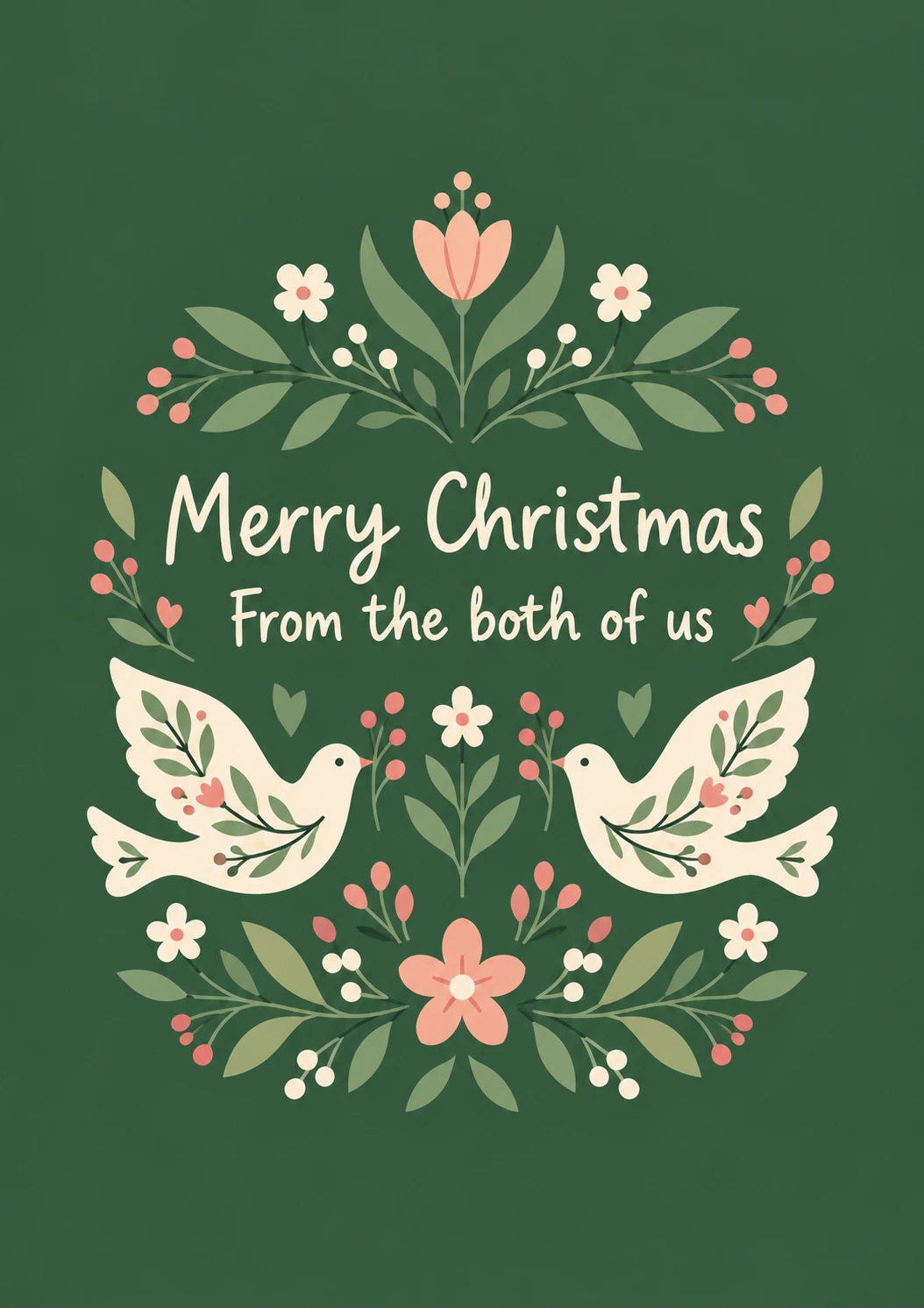 Floral Doves From Both of Us Christmas Card for Grandparents