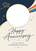 Load image into Gallery viewer, Rainbow Hearts Granddaughter and Partner Photo Upload Anniversary Card
