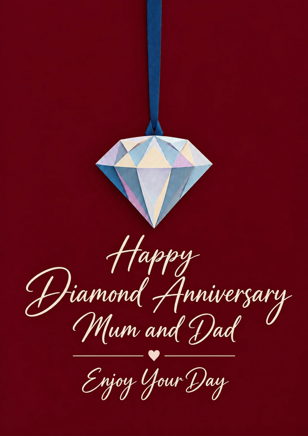 Hanging Paper Diamond 60th Anniversary Card for Him