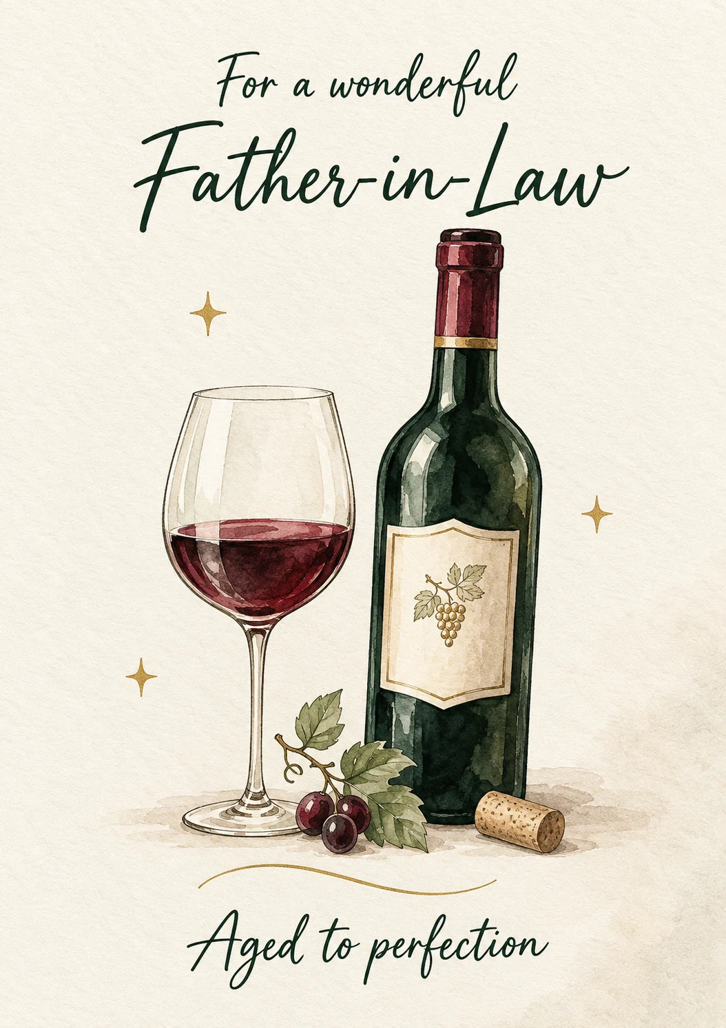 Red Wine Aged to Perfection Father in Law Birthday Card for Him