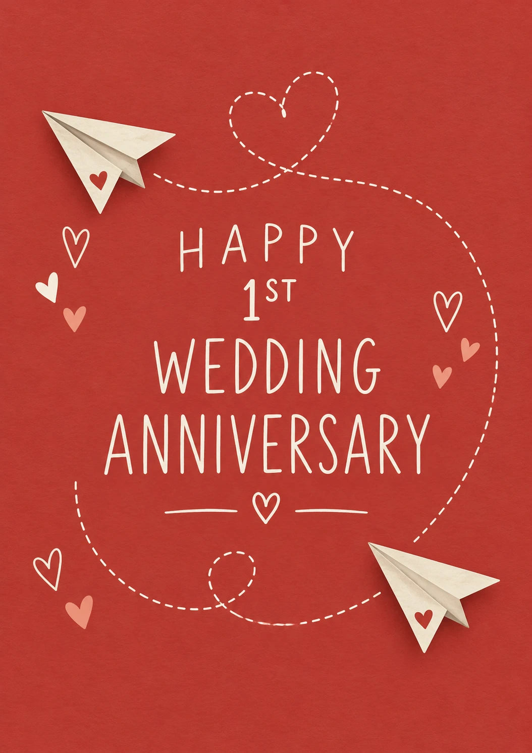 Paper Plane Hearts 1st Anniversary Card for Husband