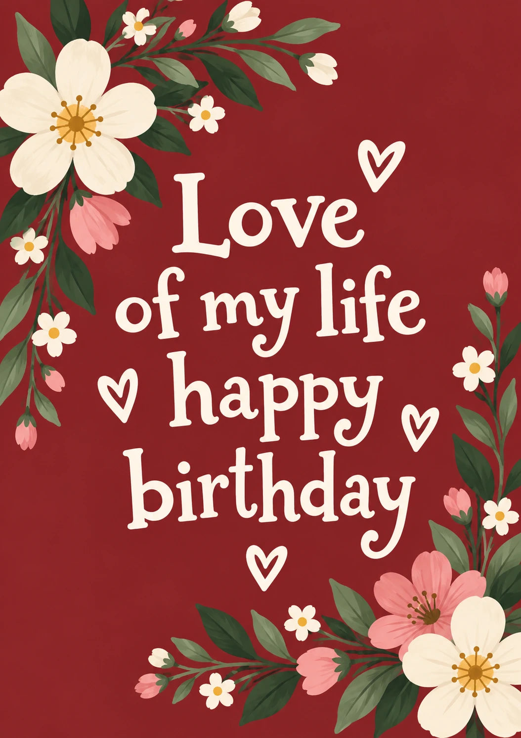 Love of My Life Floral Happy Birthday Card for Her