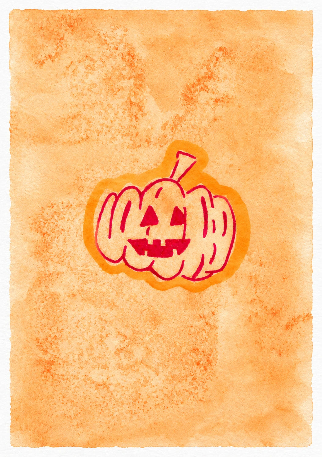 Watercolour Jack-o'-Lantern Pumpkin Halloween Card