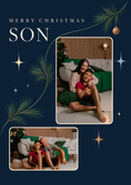 Load image into Gallery viewer, Merry Christmas Son Pine Branch Photo Upload Christmas Card for Him
