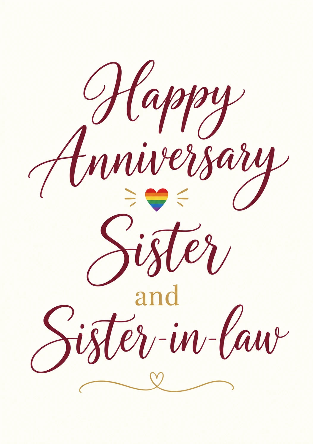 Rainbow Heart Sister and Sister-in-Law Anniversary Card
