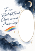 Load image into Gallery viewer, Celestial Rainbow Cheers Photo Upload Anniversary Card
