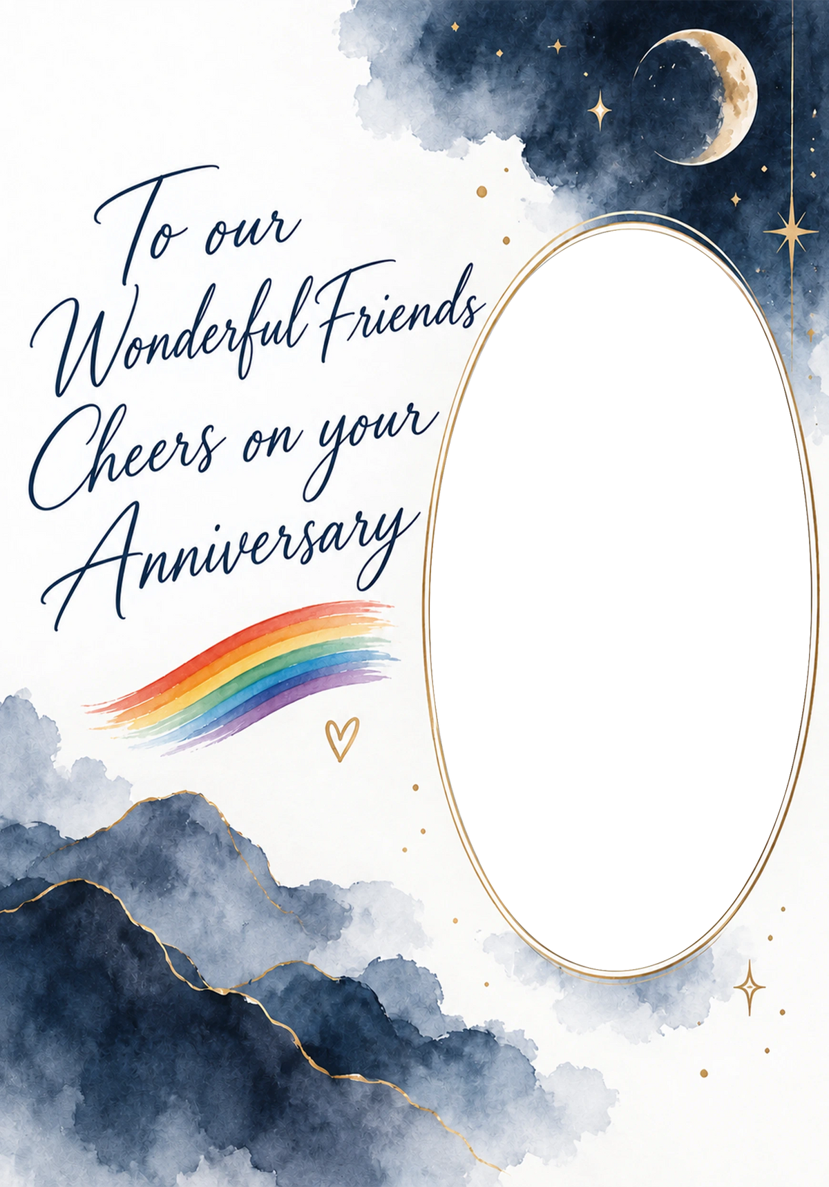 Celestial Rainbow Cheers Photo Upload Anniversary Card