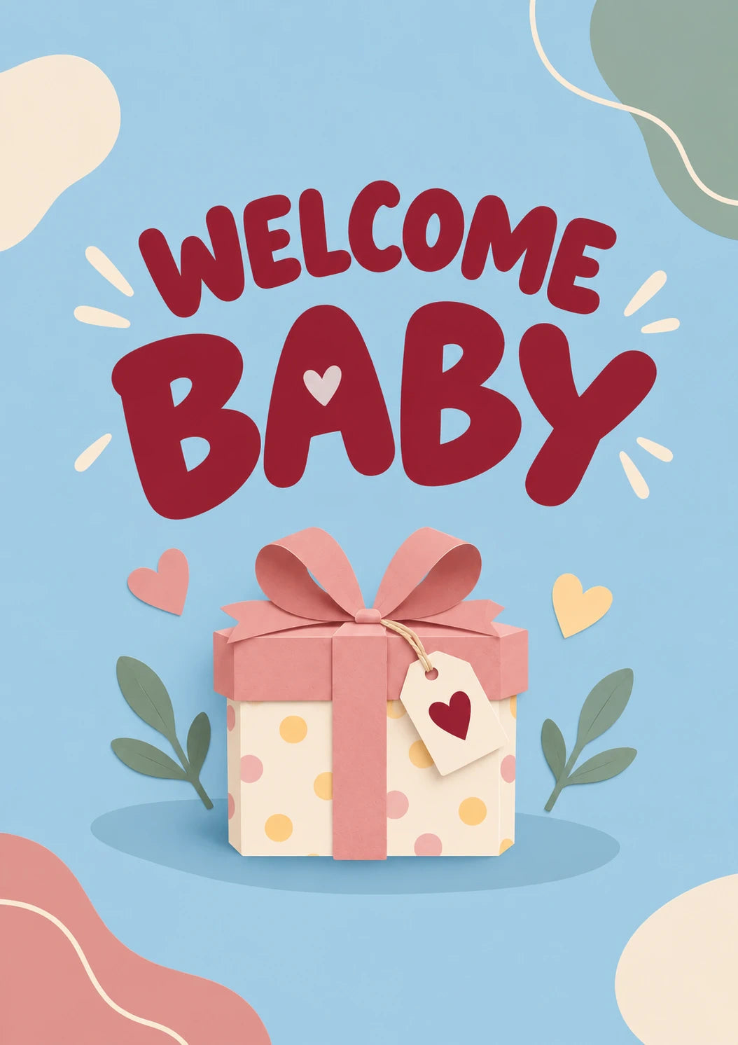 Cute Gift Box Welcome New Baby Card for Granddaughter