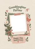 Load image into Gallery viewer, Granddaughter and Partner Scrapbook Photo Upload 25th Anniversary Card

