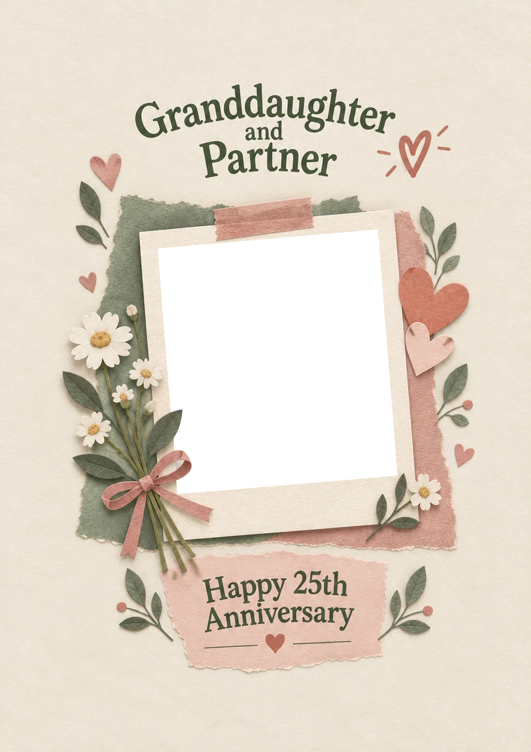 Granddaughter and Partner Scrapbook Photo Upload 25th Anniversary Card