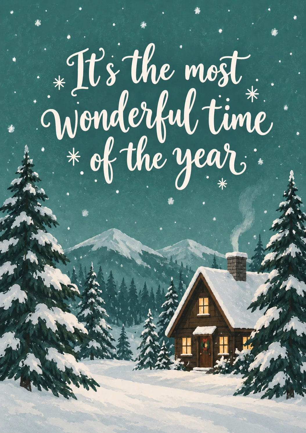 Snowy Cabin Wonderful Time of the Year Christmas Card for Him