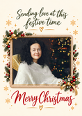 Load image into Gallery viewer, Festive Holly Sending Love Photo Upload Christmas Card for Grandma
