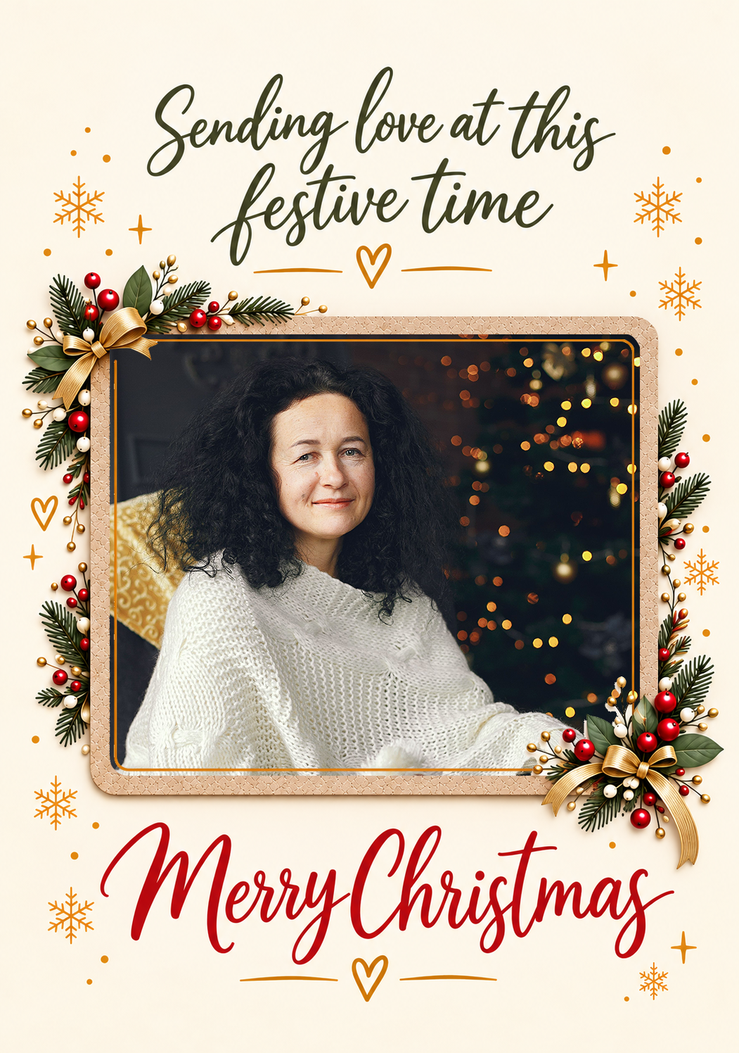 Festive Holly Sending Love Photo Upload Christmas Card for Grandma
