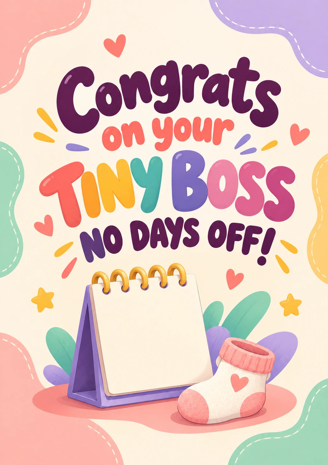 Funny Tiny Boss No Days Off New Baby Birthday Card