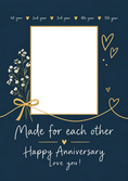 Load image into Gallery viewer, Made for Each Other Navy Floral Photo Upload Anniversary Card for Her
