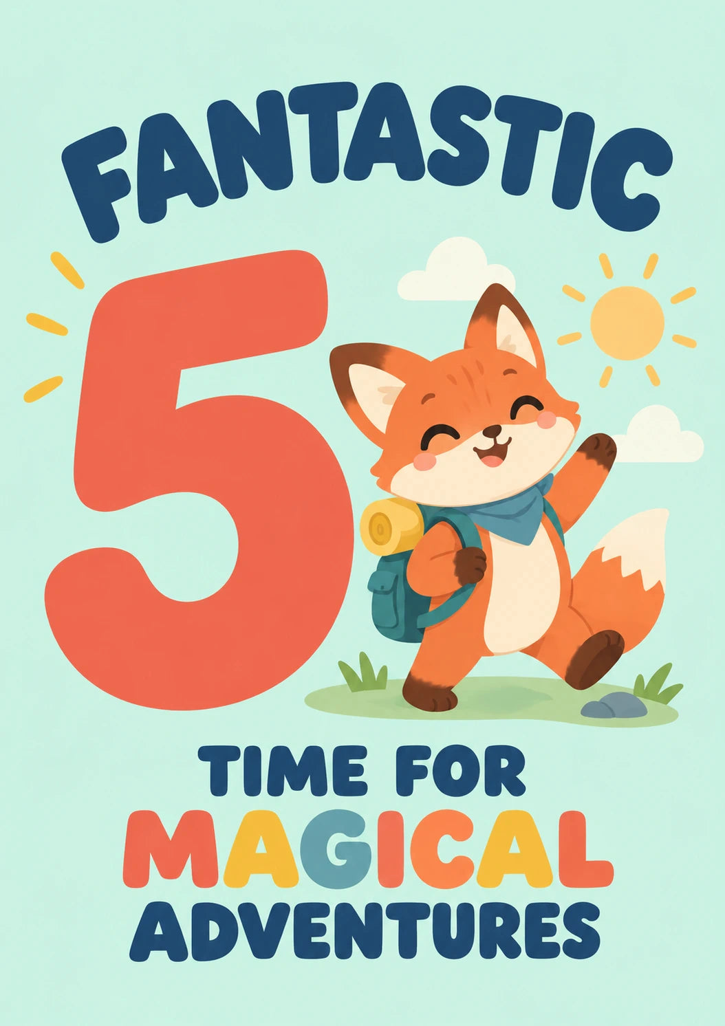 Adventurous Fox 5th Birthday Card