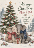 Load image into Gallery viewer, Cute Snuggling Elephants Merry Christmas Card for Mum and Dad
