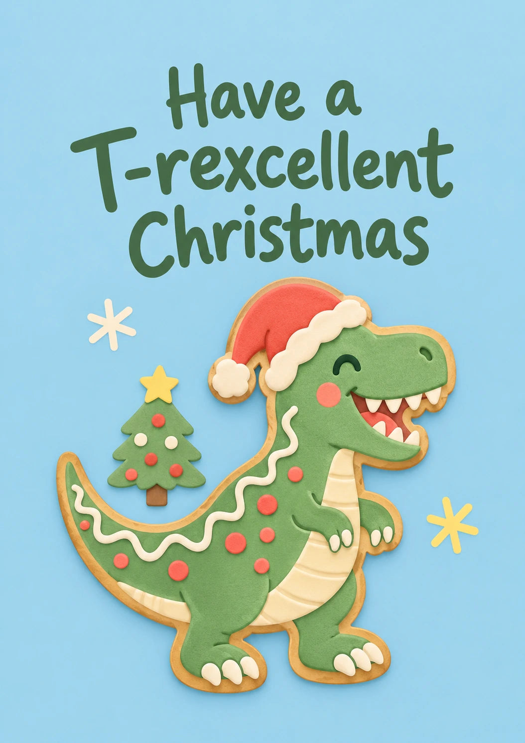 Funny T-Rexcellent Dinosaur Cookie Christmas Card for Grandson