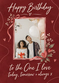 Load image into Gallery viewer, Red Romantic Floral Photo Upload Birthday Card for Girlfriend
