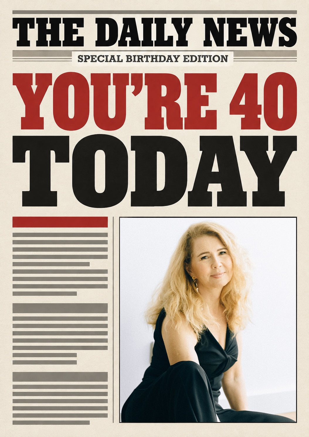 Funny Newspaper Spoof 40th Photo Upload Birthday Card