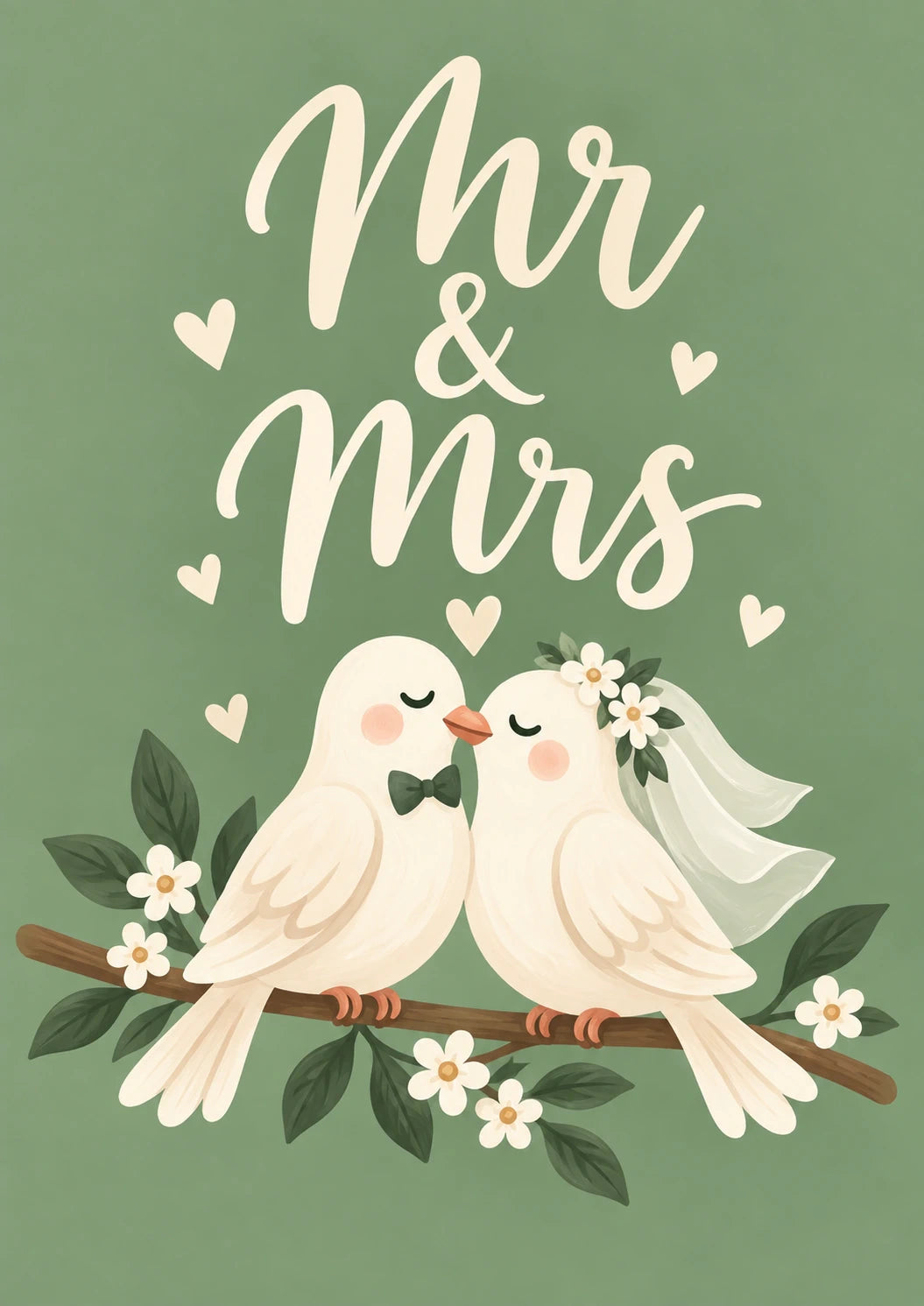 Mr & Mrs Love Doves Wedding Card