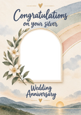 Load image into Gallery viewer, Watercolour Rainbow Floral Photo Upload 25th Anniversary Card

